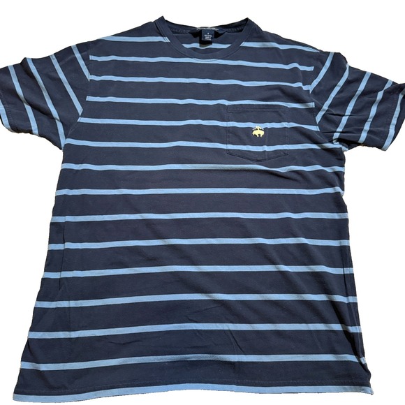 Brooks Brothers Short Sleeve T-Shirt Navy Men's Small Tee Striped Top Pocket - Picture 1 of 7